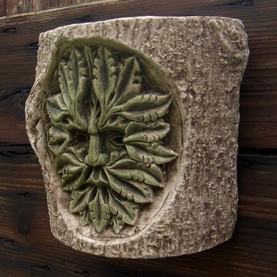 Green Man Log Carving